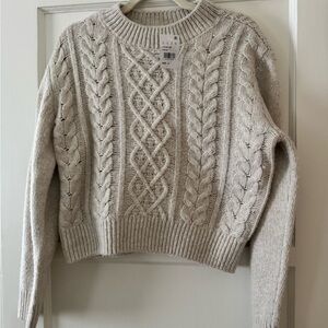 Lush Women's Beige Cable Knit Sweater